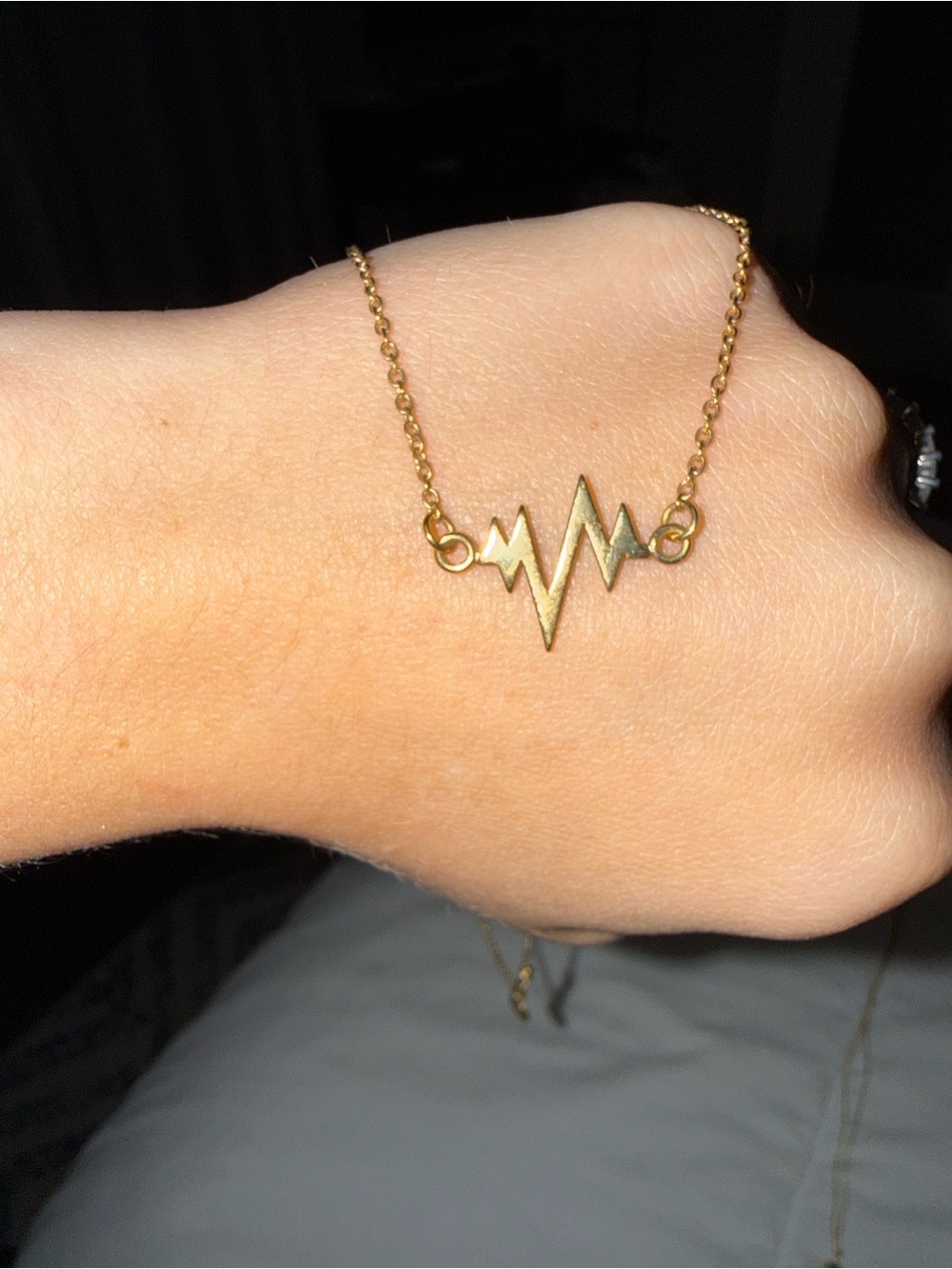 Gold Heartbeat Wave Necklace - Women's Jewelry